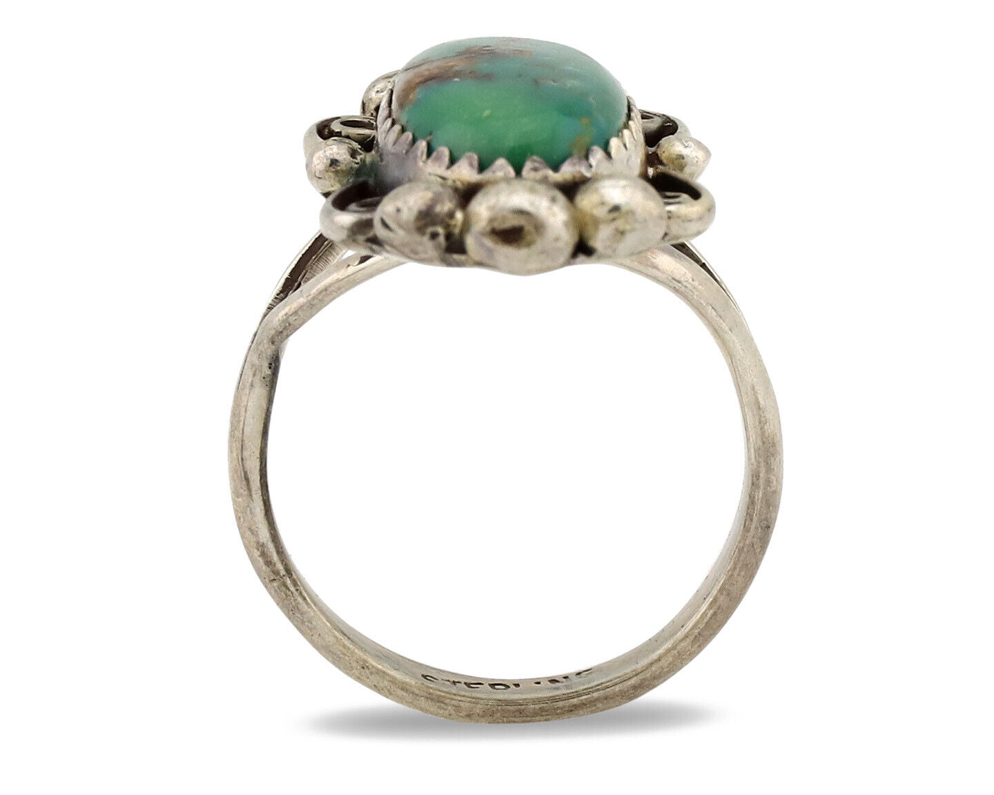 Navajo Ring .925 Silver Natural Turquoise Native American Artist C.1980's