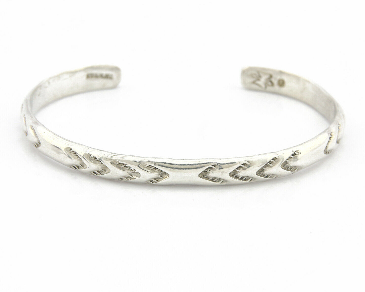 Navajo Bracelet .925 Silver Hand Stamped Arrow Head Artist Montoya C.80's