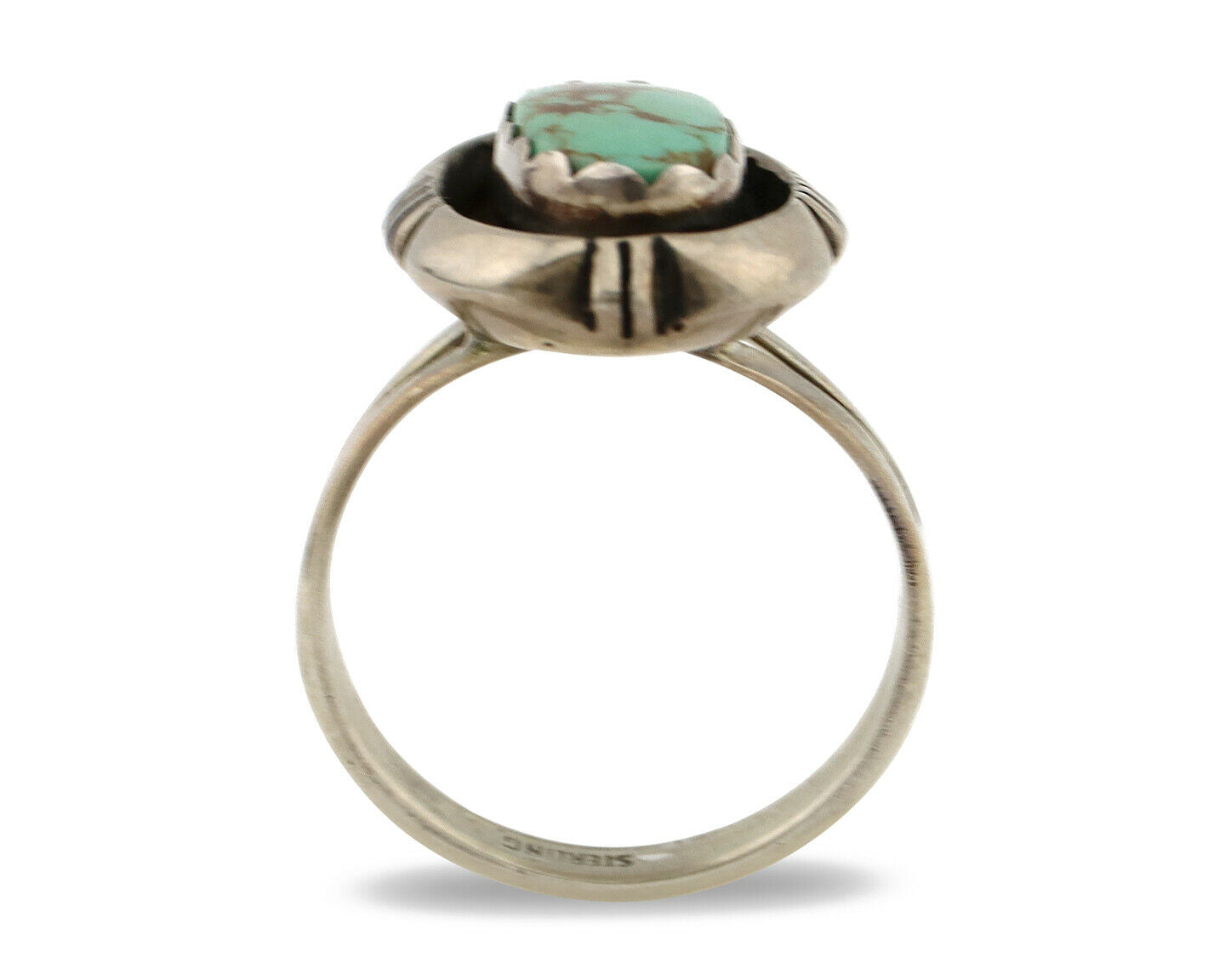 Navajo Ring .925 Silver Kingman Turquoise Handmade Native American Artist C.80's