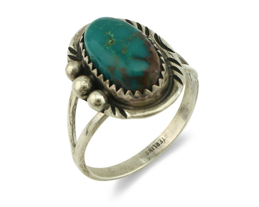 Navajo Ring .925 Silver Natural Turquoise Native American Artist C.80's