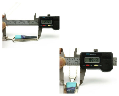 Navajo Necklace .925 Silver Landers Turquoise Signed H+V Thompson C.80's