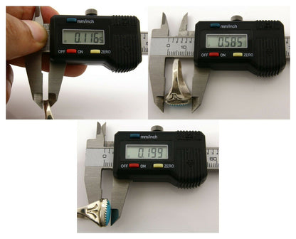 Zuni Ring .925 Silver Kingman Turquoise Hand Stamped Native American C.80's