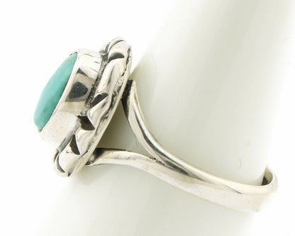 Navajo Ring .925 Silver Kingman Turquoise Artist Signed Gecko C.90's