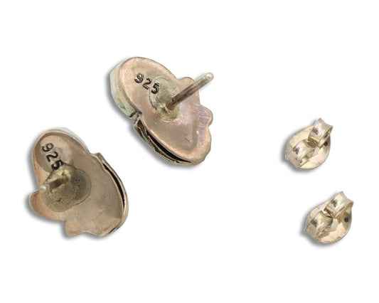 Navajo Earrings 925 Silver Natural Mined Turquoise Native American Artist C.80's