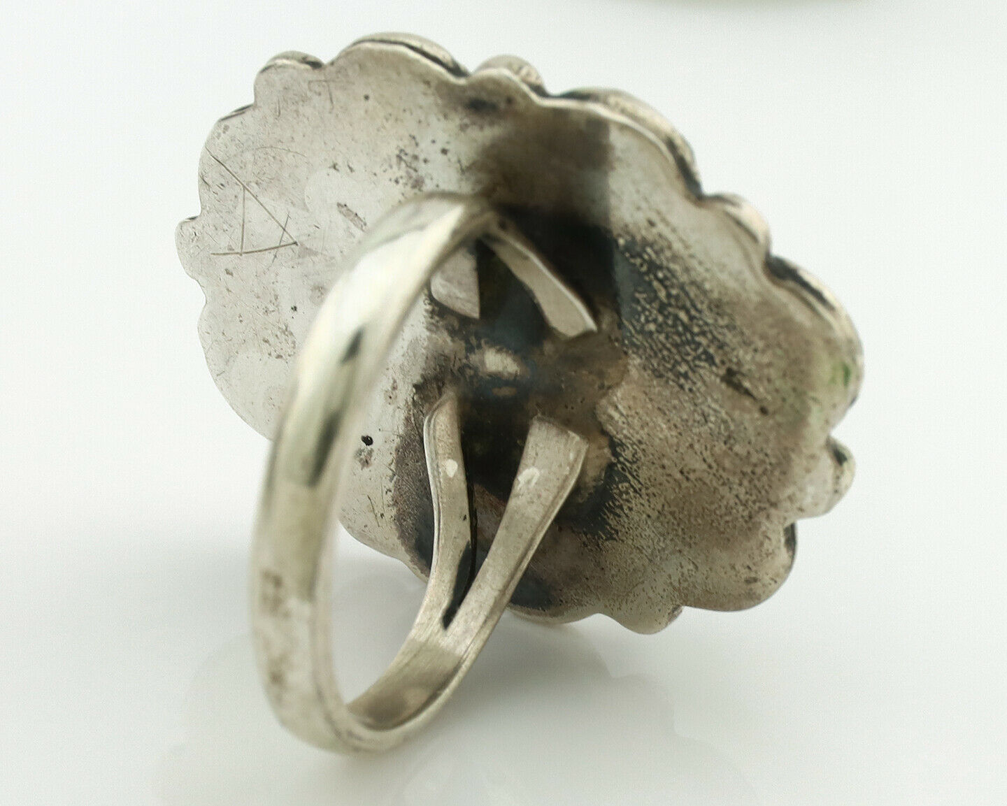 Navajo Ring .925 Silver Kingman Turquoise Native American Artist C.1980's