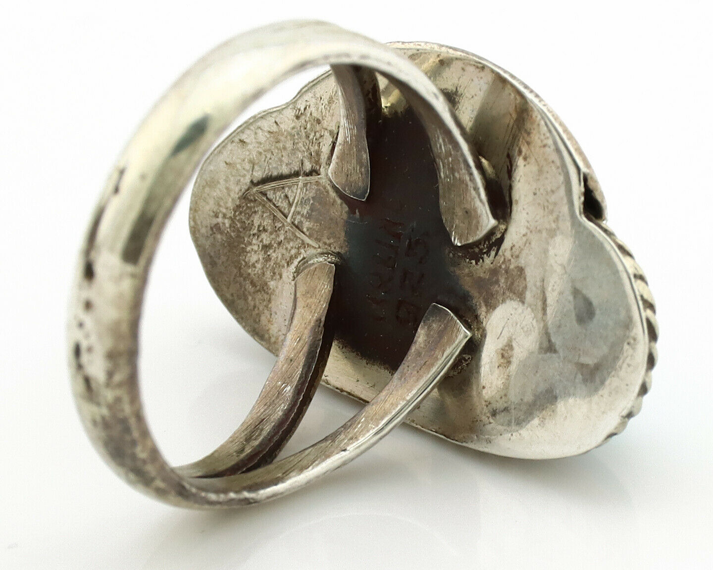 Navajo Ring .925 Silver Blue Turquoise Native American Artist C.1980's