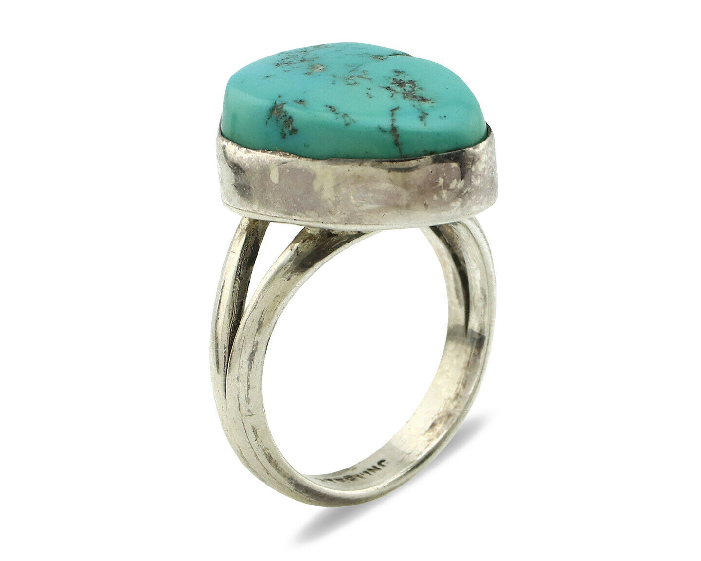 Navajo Ring .925 Silver Blue Turquoise Native American Artist C.80's