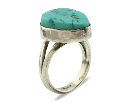 Navajo Ring .925 Silver Blue Turquoise Native American Artist C.80's