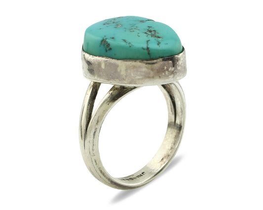 Navajo Ring .925 Silver Blue Turquoise Native American Artist C.80's