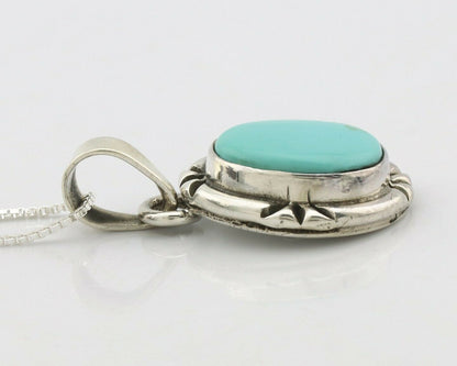 Navajo Necklace .925 Silver Kingman Turquoise Signed Gecko C.80's