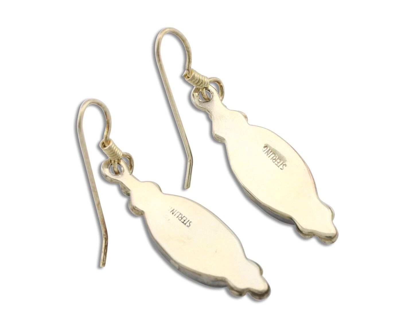 Navajo Earrings 925 Silver Blue Gem Turquoise Native American Artist C.80's