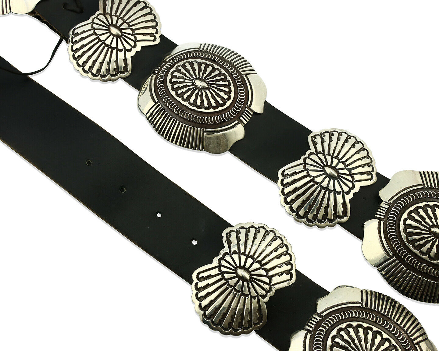 Navajo Concho Belt .925 Silver Old Pawn Native American Handmade C.80's