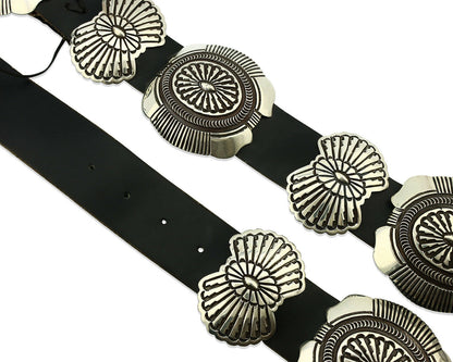 Navajo Concho Belt .925 Silver Old Pawn Native American Handmade C.80's