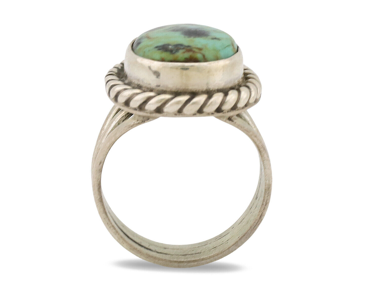 Navajo Ring .925 Silver Natural Kingman Turquoise Native American Artist C.1980s