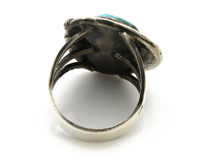 Navajo Ring .925 Silver Spiderweb Turquoise Native American Artist C.80's