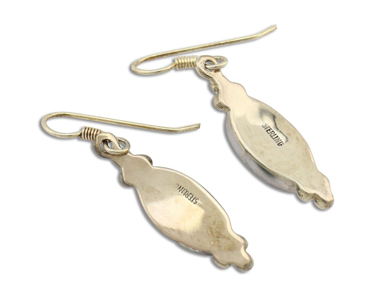 Navajo Earrings 925 Silver Blue Gem Turquoise Native American Artist C.80's