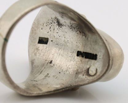 Navajo Ring .925 Silver Natural Blue Turquoise Native American Artist C.1980's
