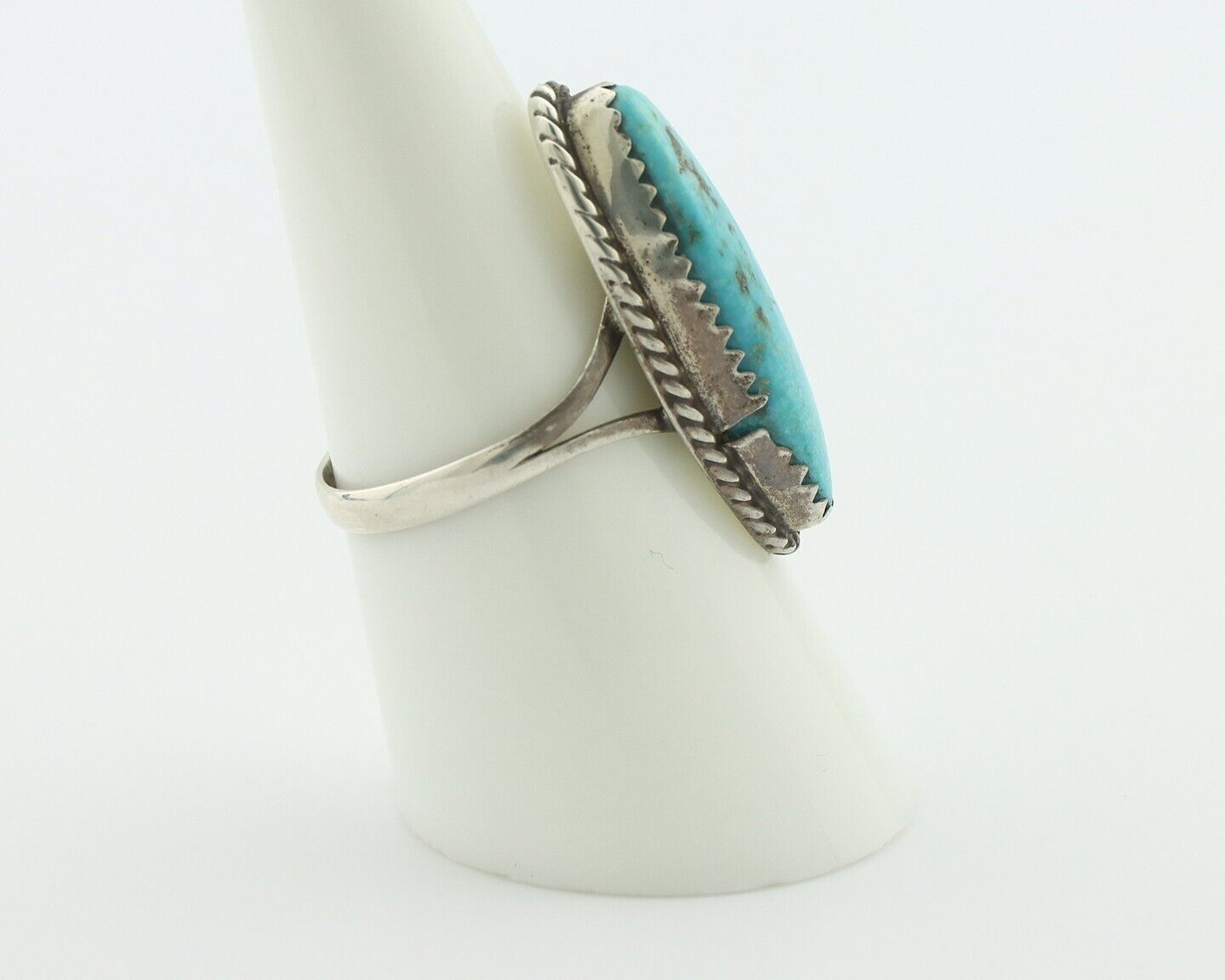 Navajo Handmade Ring .925 Silver Southwest Turquoise Native Artist C.80's