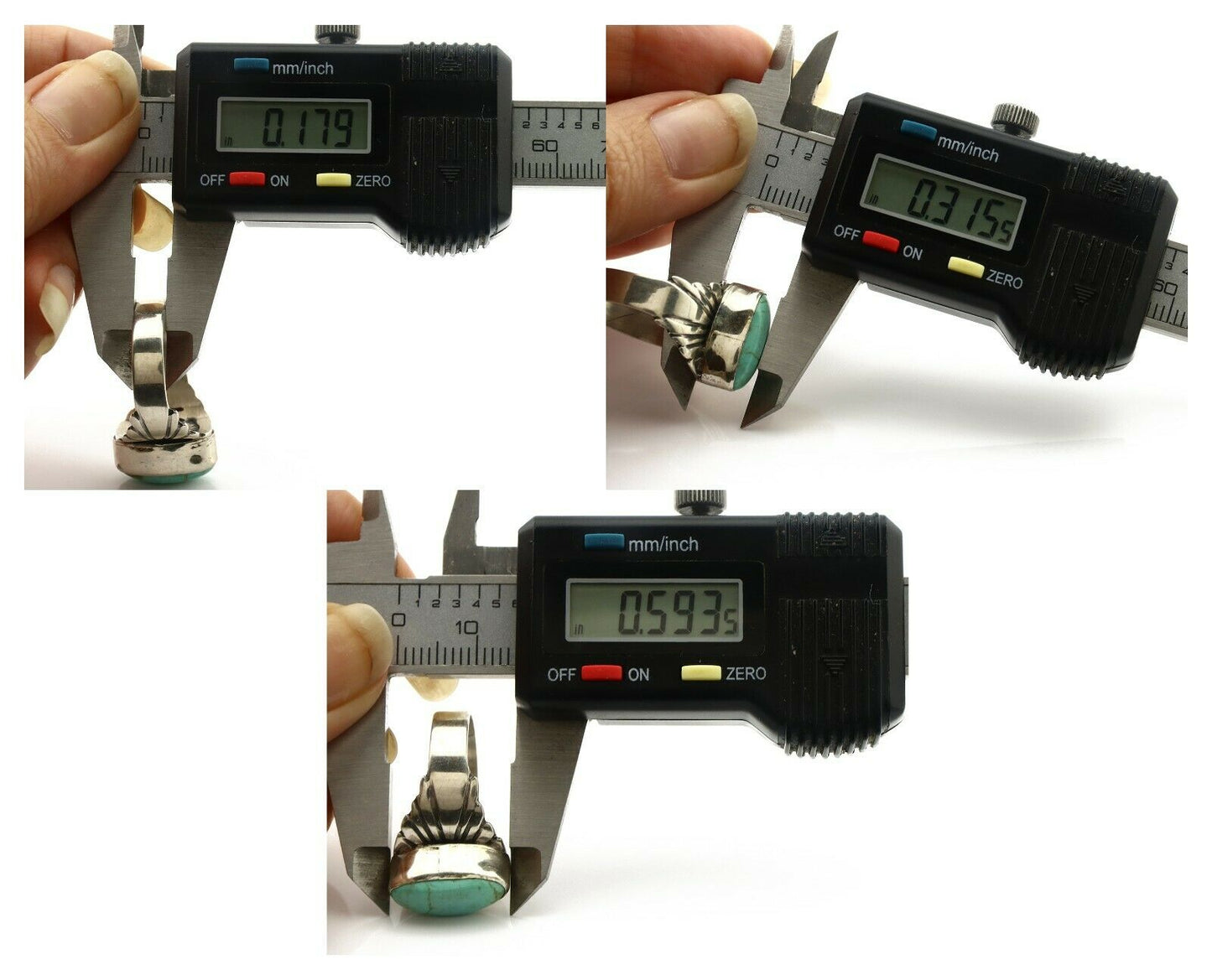 Navajo Ring .925 Silver Kingman Turquoise Artist Signed Apache C.80's