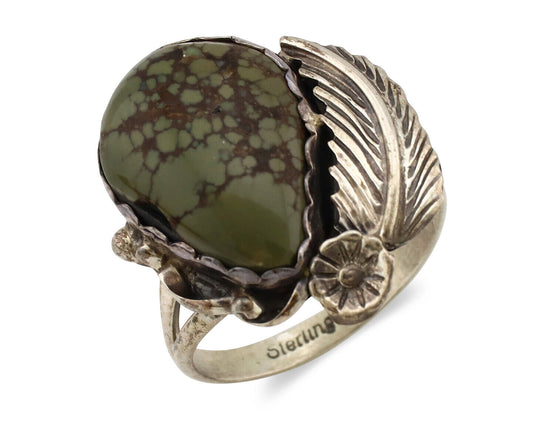 Navajo Ring .925 Silver Damele Turquoise Native American Artist C.1980's