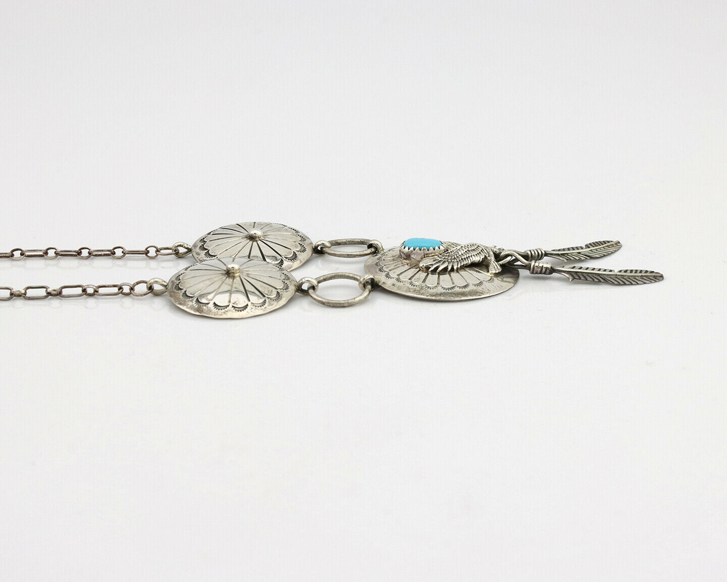 Navajo Necklace .925 Silver Sleeping Beauty Turquoise Signed A Payton C.80's