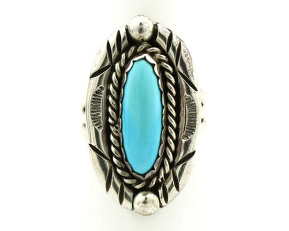 Navajo Ring .925 Silver Blue Turquoise Artist Signed V&N EDSITTY C.80's