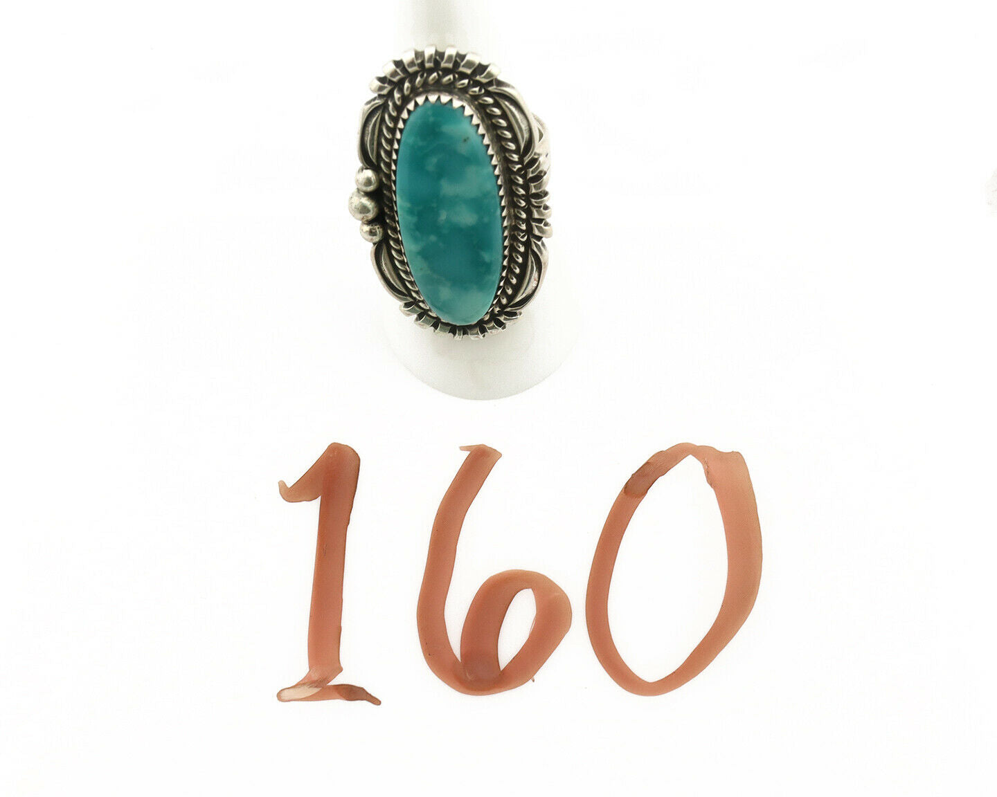 Navajo Ring .925 Silver Green Turquoise Native American Artist C.80's