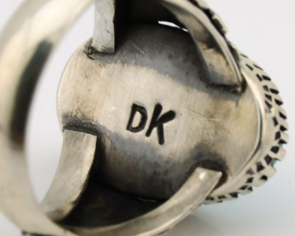 Navajo Ring .925 Silver Sleeping Beauty Turquoise Artist Signed DK C.80's