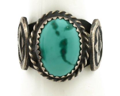 Navajo Ring .925 Silver Blue Turquoise Artist Signed FA C.1980's