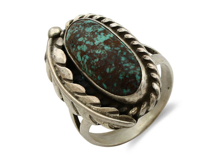 Navajo Ring .925 Silver Arizona Turquoise Signed Apache Manufacturing C80s