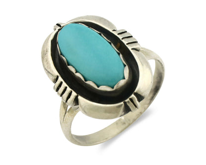 Navajo Ring .925 Silver Kingman Turquoise Handmade Native American Artist C.80's