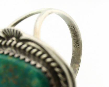 Navajo Ring .925 Silver Kingman Turquoise Native American Artist C.1980's