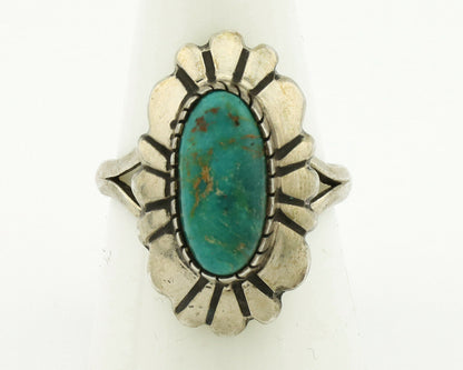 Navajo Ring .925 Silver Green Turquoise Artist Signed M Montoya C.80's