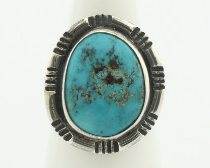 Navajo Ring .925 Silver Natural Blue Turquoise Native American Artist C.80's