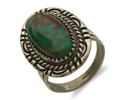 Navajo Ring .925 Silver Kingman Turquoise Native American Artist C.1980's