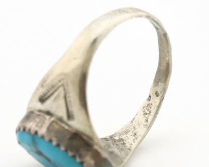 Zuni Ring .925 Silver Natural Blue Turquoise Native American Artist C.1980's