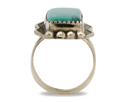 Navajo Ring .925 Silver Natural Blue Turquoise Artist Signed S C.80's