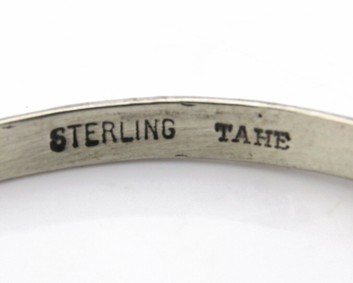 Navajo Bracelet .925 Silver Hand Stamped Artist Signed TAHE C.80's