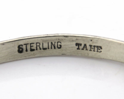 Navajo Bracelet .925 Silver Hand Stamped Artist Signed TAHE C.80's