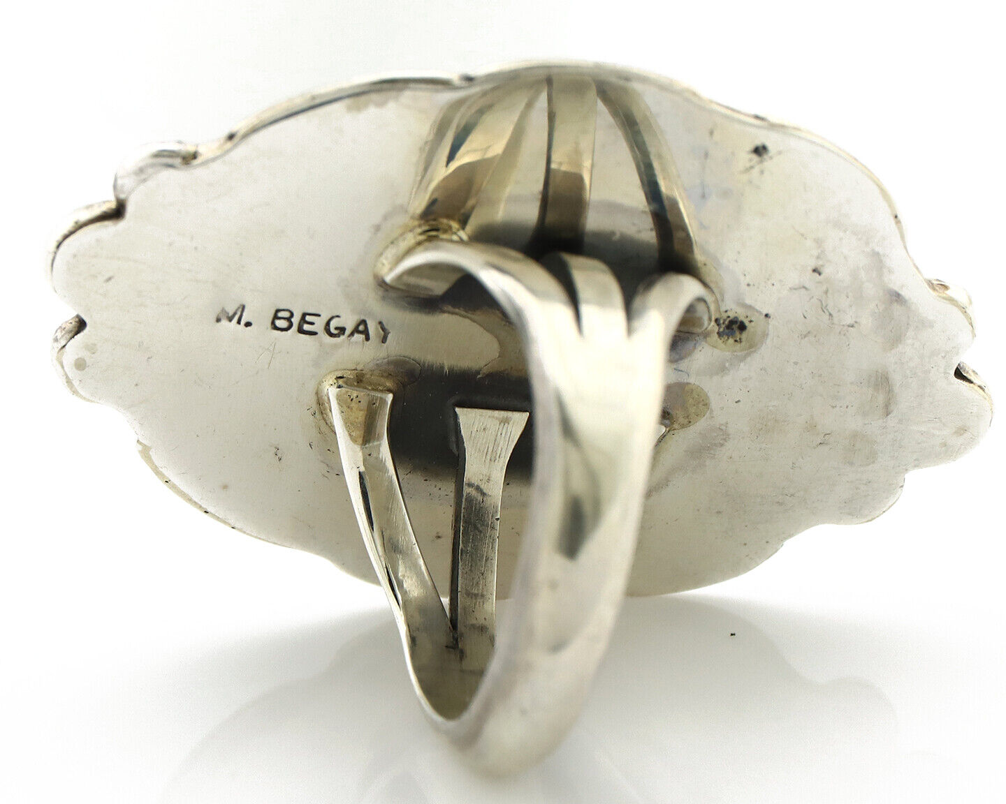 Navajo Ring 925 Silver Turquoise Mountain Artist Signed M Begay C.80's
