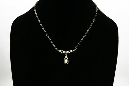 C.1990's Navajo Mae Bia Opal .925 Silver 5 Stone Necklace