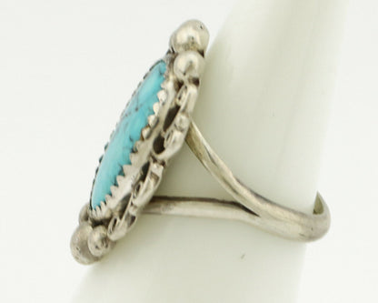 Navajo Ring .925 Silver Spiderweb Turquoise Native American Artist C.80's