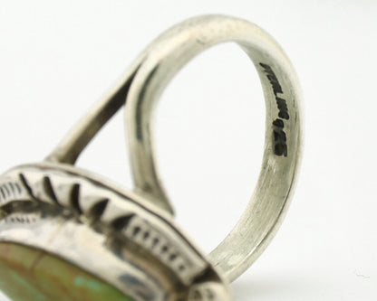 Navajo Ring .925 Silver Kingman Turquoise Artist Signed Gecko C.80's