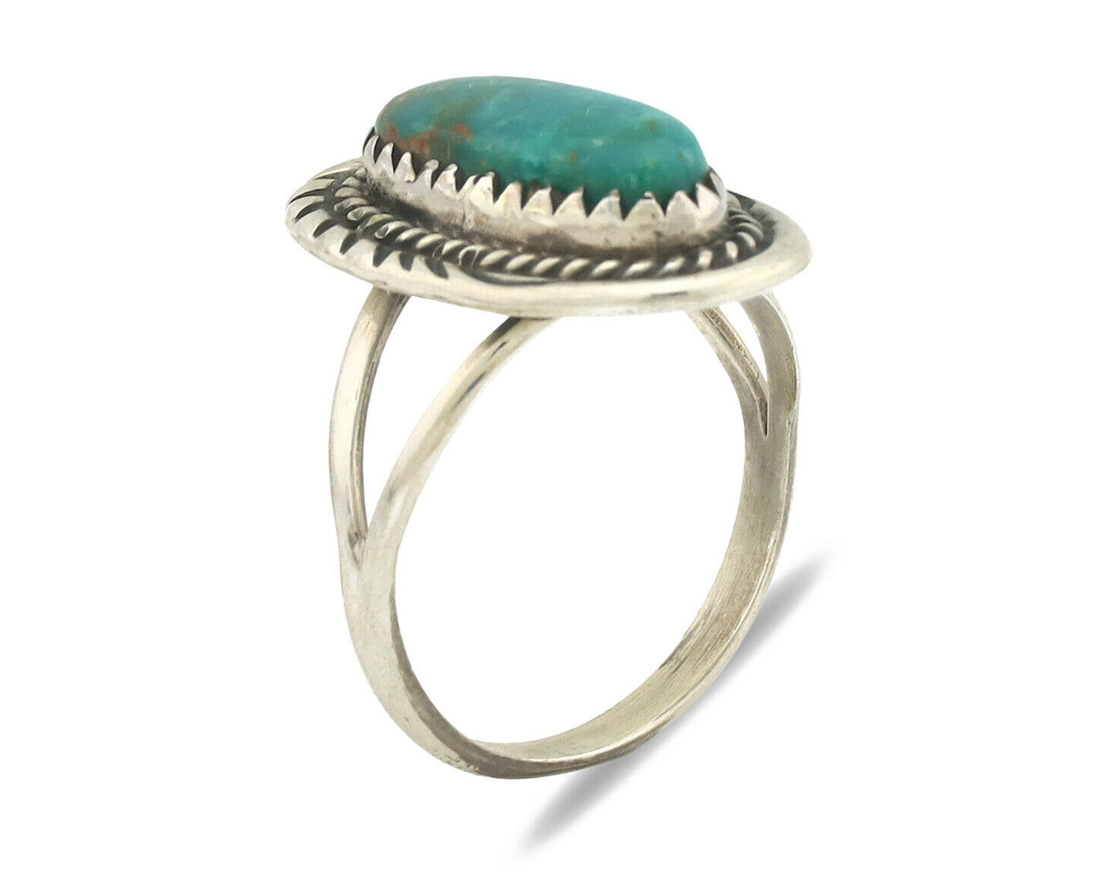 Navajo Ring .925 Silver Natural Turquoise Native American Artist C.1980's
