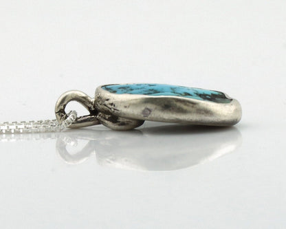 Navajo Handmade Necklace 925 Silver Blue Turquoise Native Artist C.80's