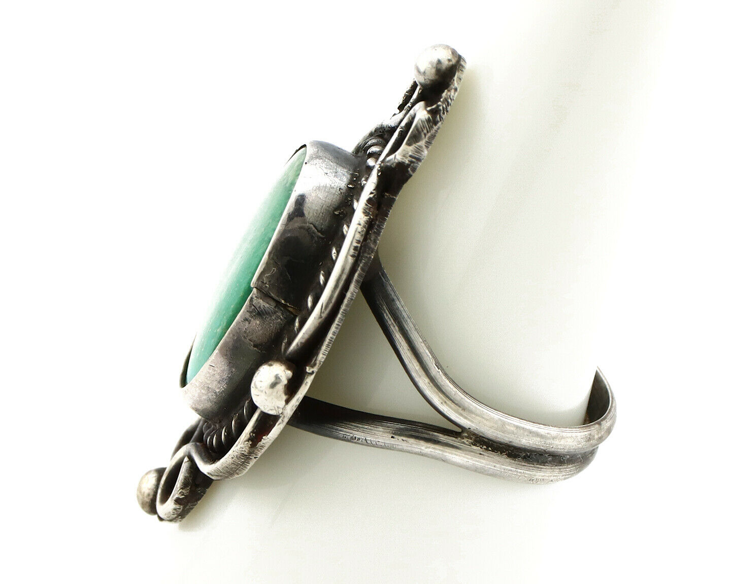 Navajo Ring .925 Silver Kingman Turquoise Native American Artist C.80's