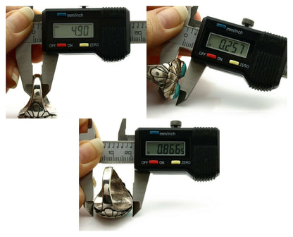 Navajo Ring .925 Silver Blue Turquoise Native American Artist C.80's