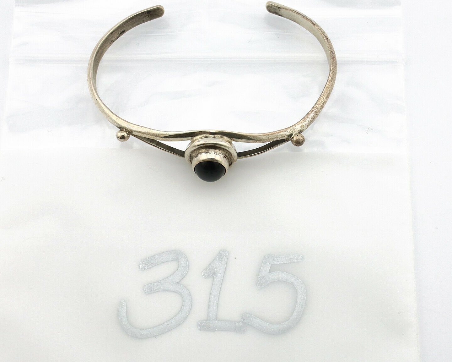 Navajo Bracelet .925 Silver Natural Black Onyx Native American Artist C.90's