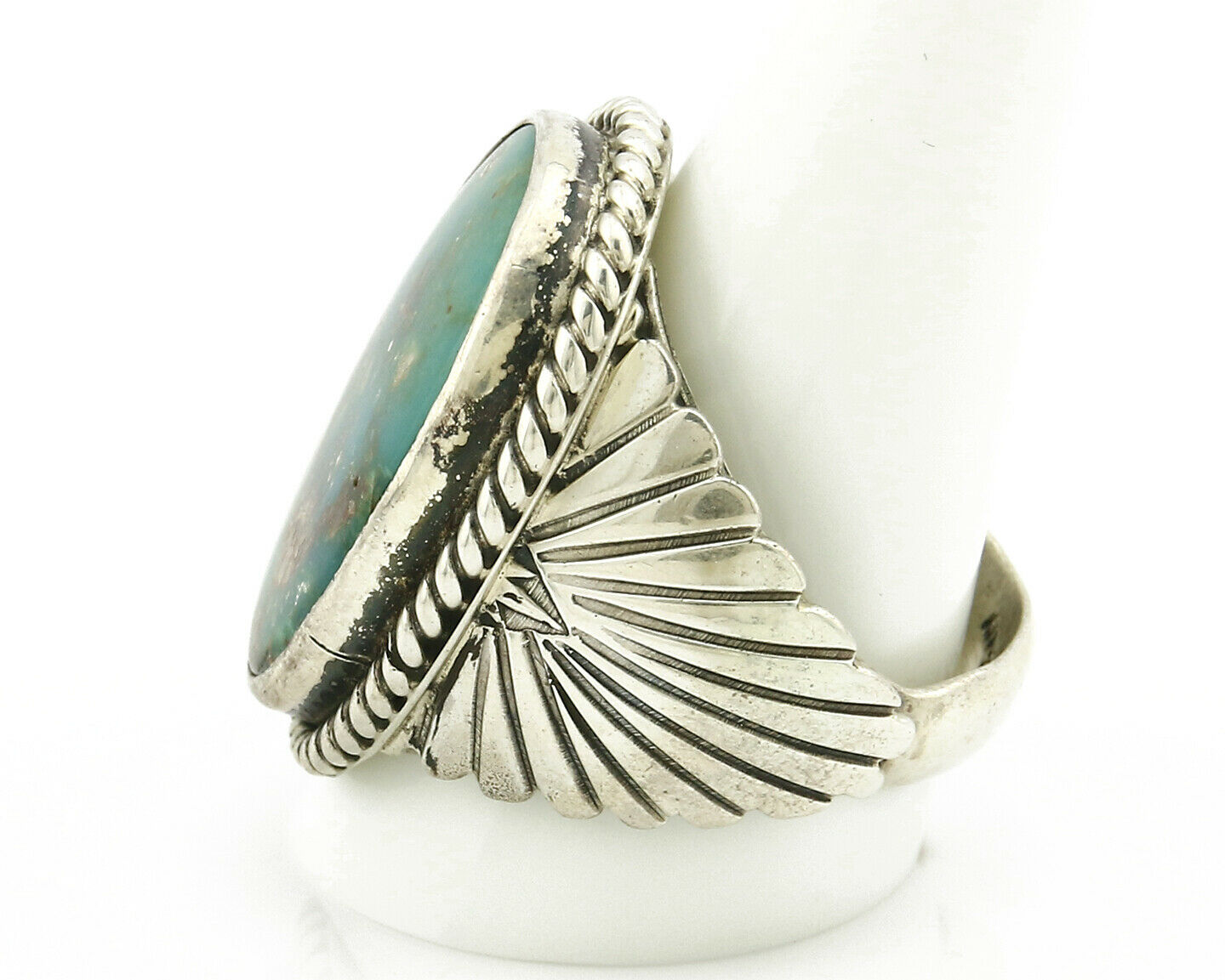 Navajo Royston Turquoise Ring .925 Silver Artist Doug Zachary C.80's Size 11.25