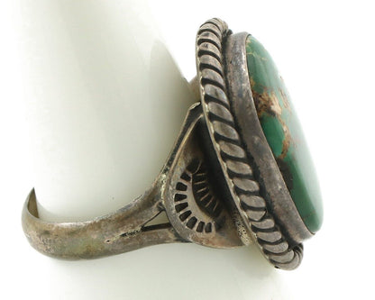 Navajo Ring .925 Silver Manassas Turquoise Native Artist Signed C.80's